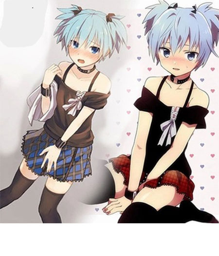 Assassination Classroom : Rouge Bleu Jupe Shiota Nagisa Costume Cosplay