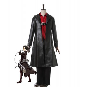 Attack On Titan : Noir Coat Manteau Levi Costume Cosplay Achat