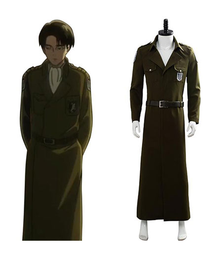 Attack on Titan : Long Noir Manteau Bataillon D'exploration Costume Cosplay Achat Pas Cher