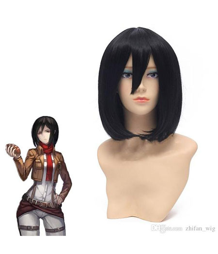 Attack on Titan : Haute Qualité Mikasa Ackerman Noir Wig Cosplay Acheter