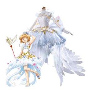 Cardcaptor Sakura : Ange De Glace Blanc Robe Sakura Kinomoto Costumes Cosplay