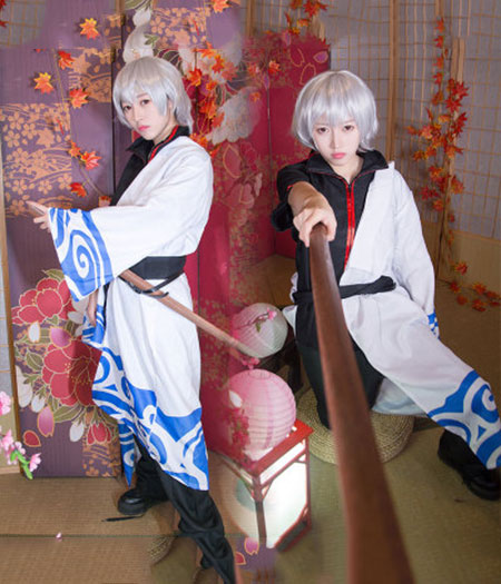 Gintama : Noir Et Blanc Sakata Gintoki Costume Cosplay