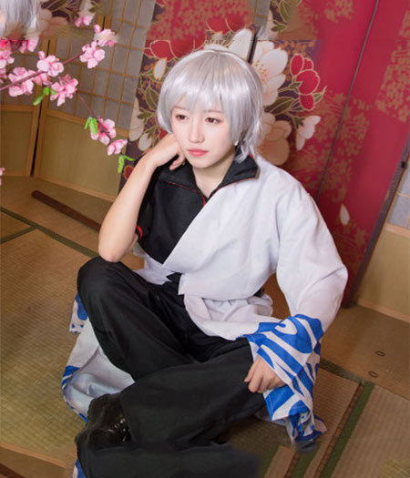 Gintama : Noir Et Blanc Sakata Gintoki Costume Cosplay