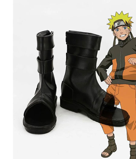 Naruto : Shippuden Uzumaki Naruto Ninja Long Noir Bottes Cosplay