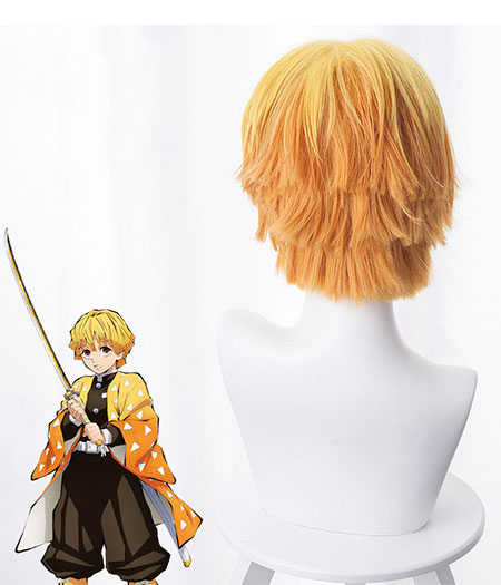 Demon Slayer : Kimetsu no Yaiba Agatsuma Zenitsu Jaune Wig Cosplay