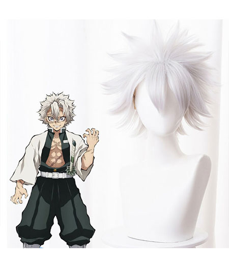 Demon Slayer : Kimetsu no Yaiba Blanc Court Wig Shinazugawa Sanemi Cosplay Acheter