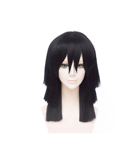 Demon Slayer : Kimetsu no Yaiba Cheveux Longs Et Raides Wig Iguro Obanai Cosplay