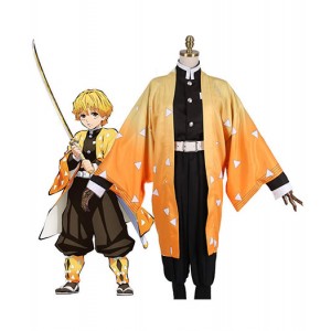 Demon Slayer : Kimetsu no Yaiba Agatsuma Zenitsu Costume Kit Cosplay