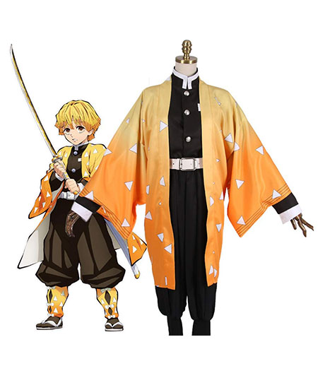 Demon Slayer : Kimetsu no Yaiba Agatsuma Zenitsu Costume Kit Cosplay