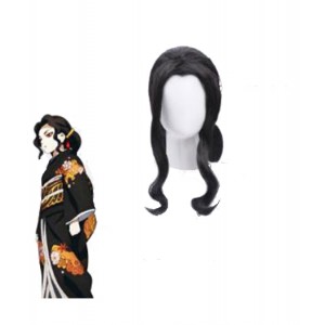 Demon Slayer : Kimetsu no Yaiba Kibutsuji Muzan Noir Long Wig Cosplay Acheter