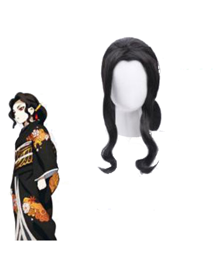 Demon Slayer : Kimetsu no Yaiba Kibutsuji Muzan Noir Long Wig Cosplay Acheter