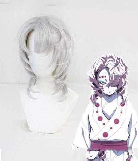 Demon Slayer : Kimetsu no Yaiba Haute Qualité Rui Gris Wig Cosplay