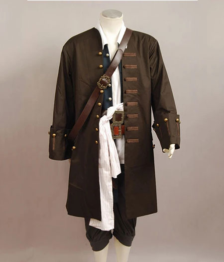 Pirates of the Caribbean : Long Brown Jack Sparrow Veste Costumes Cosplay Achat
