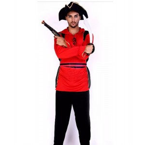 Pirates of the Caribbean : Rouge Chemise Noire Chapeau Costume Cosplay Acheter