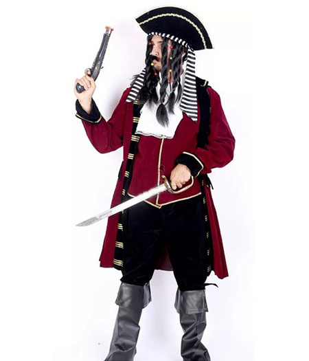 Pirates of the Caribbean : Rouge Foncé Robe Longue Costume Cosplay Acheter Pas Cher