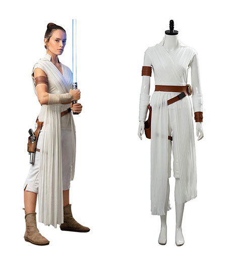 Star Wars IX : Rey Blanc Long Costume Cosplay Vente Pas Cher