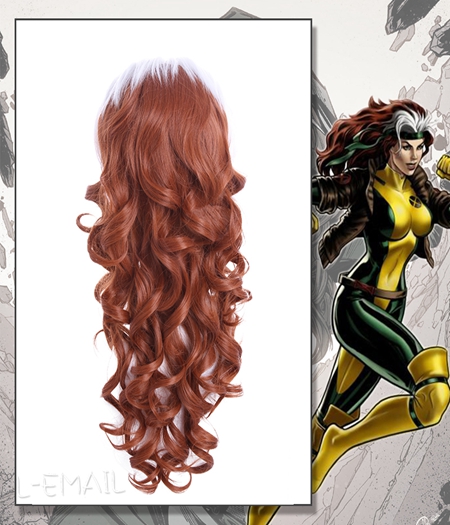 X-Men : Cheveux longs et bouclés Rogue Wig Cosplay 