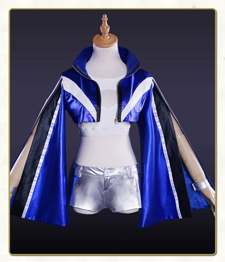 Fate/Grand Order : Ensemble Complet Costume Tamamo-no-Mae Bleu Kit Cosplay