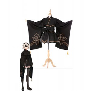 NieR : Automata Noir Court Kimono YoRHa 2B Costume Cosplay Achat