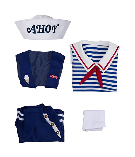 Stranger Things : Scoops Ahoy Steve Harrington Bleu Ensemble Complet Costume Cosplay