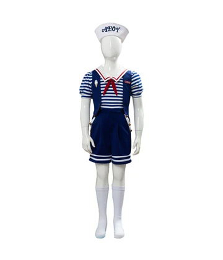 Stranger Things : Scoops Ahoy Steve Harrington Bleu Ensemble Complet Costume Cosplay