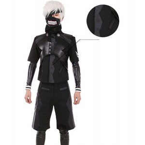 Tokyo Ghouls : Noir Uniforme En Cuir Hooded Coat Ken Kaneki Costume Cosplay Achat